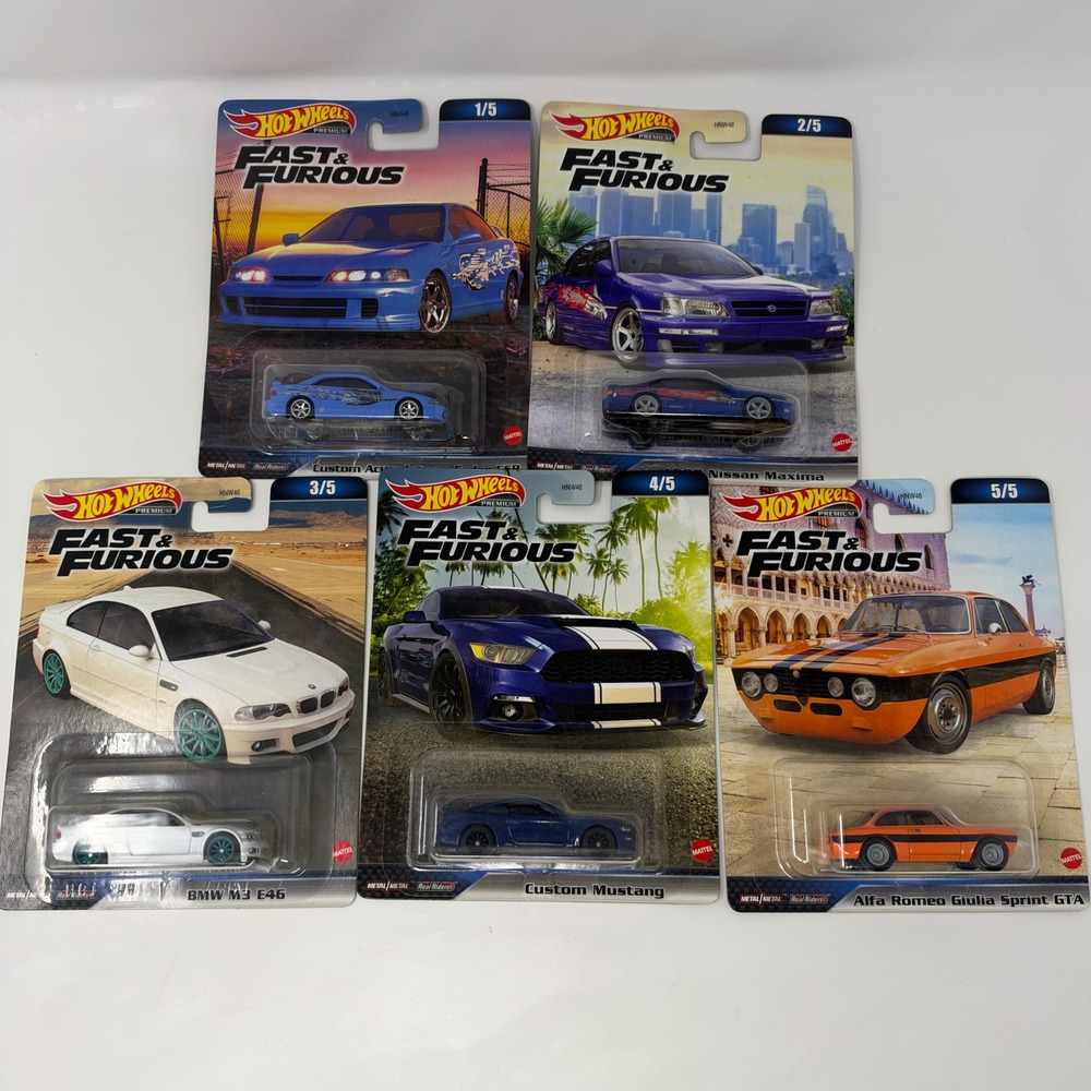 Hot Wheels Premium Fast & Furious 2023 Mix 3 Complete Set Real Riders Maxima BMW